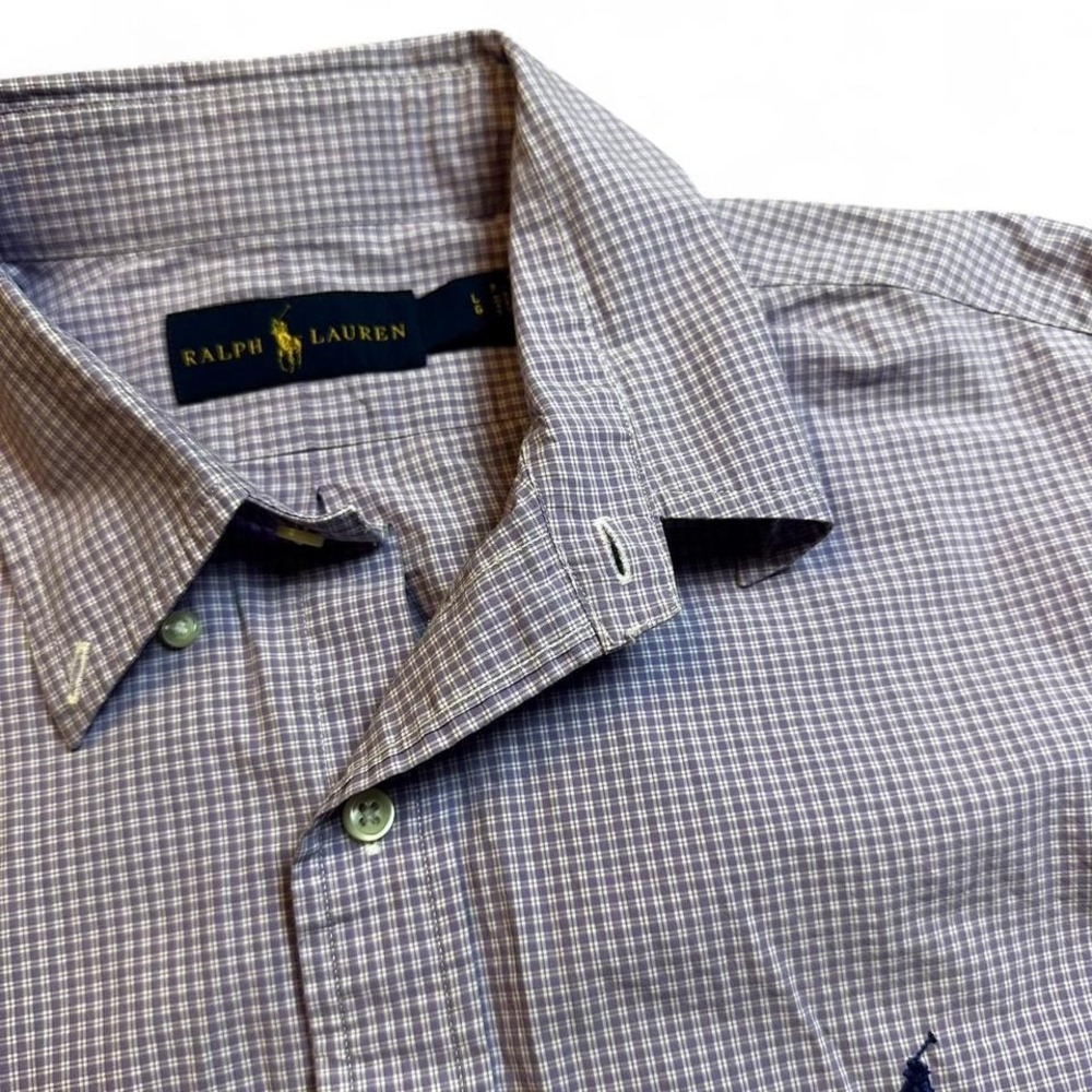 Polo Ralph Lauren purple and white preppy‎ casual button shirt size large